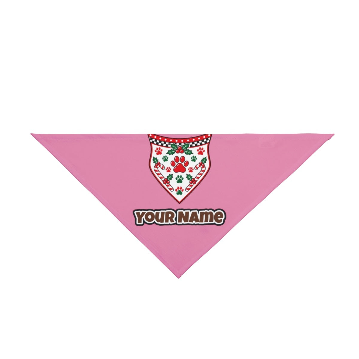 Paw Print Christmas Bandana personalised Christmas pet bandana in pink, tie-on style