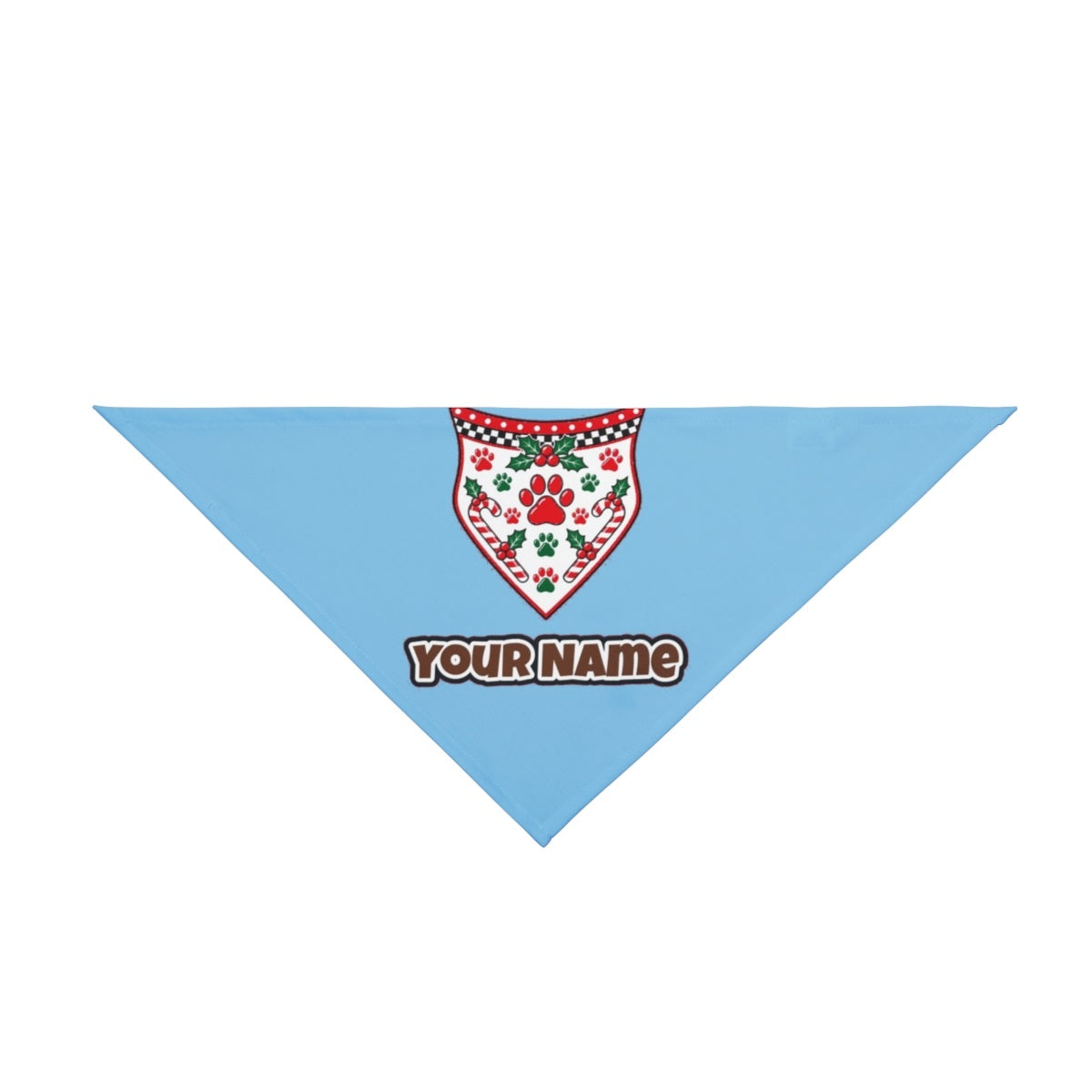 Paw Print Christmas Bandana personalised Christmas pet bandana in sky blue, tie-on style