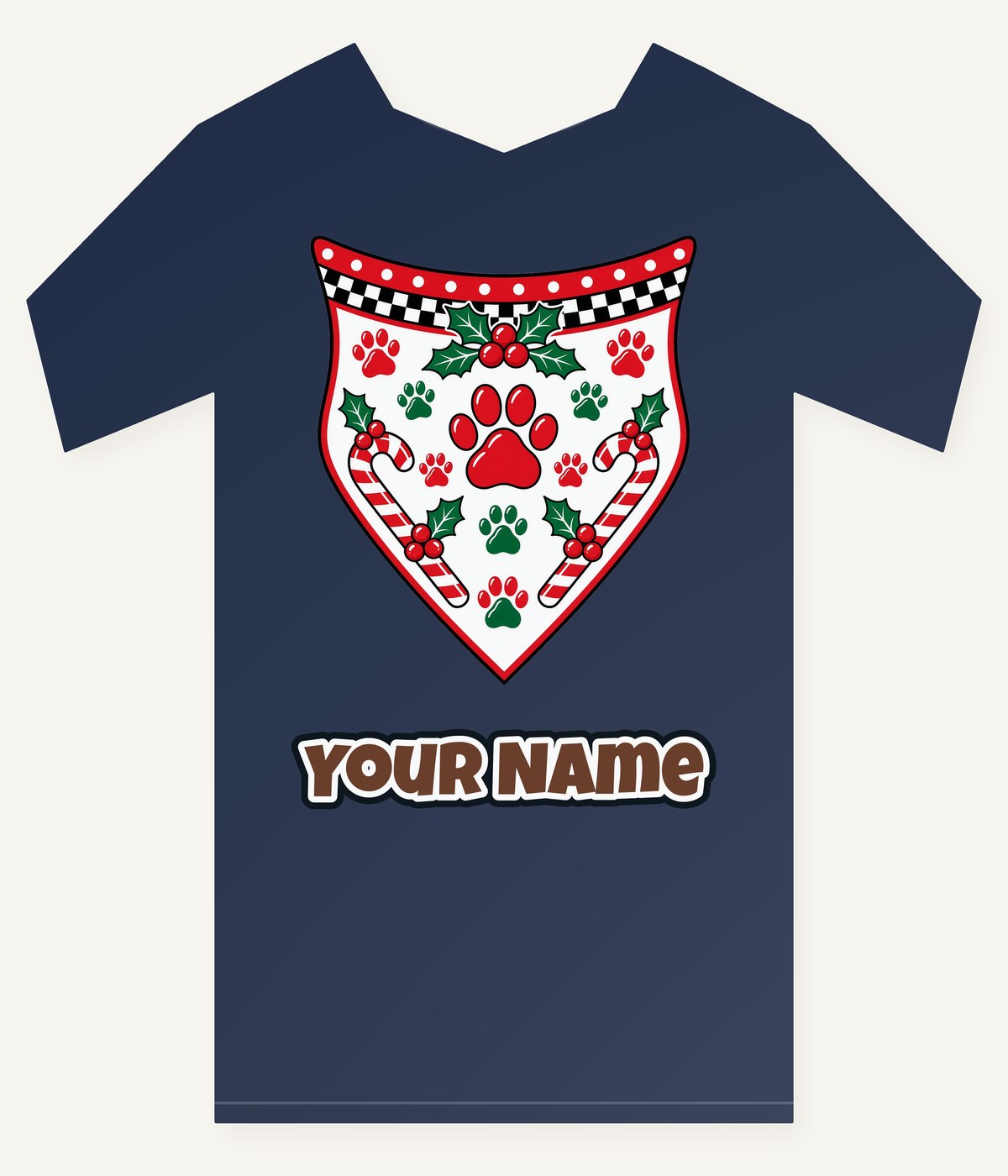 Paw Print Christmas Bandana Personalised Kids Tee and Baby Bodysuit