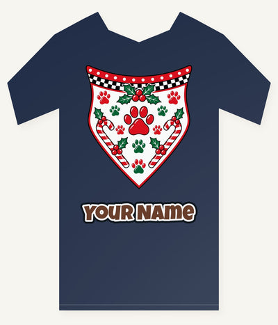 Paw Print Christmas Bandana Personalised Kids Tee and Baby Bodysuit
