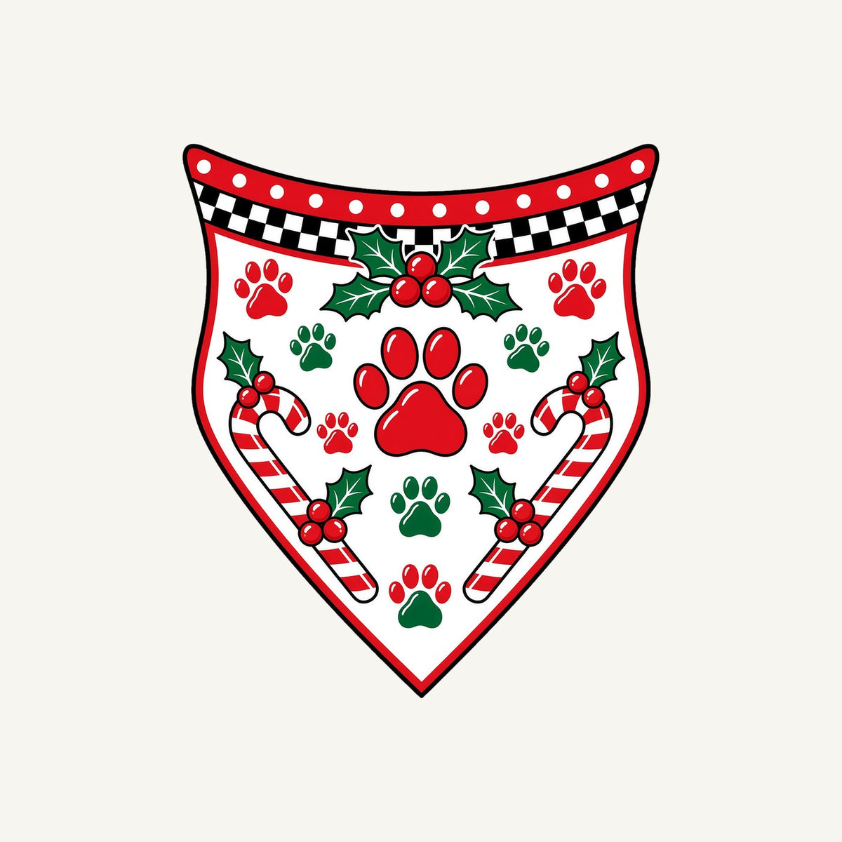 Paw Print Christmas Bandana Personalised Kids Tee and Baby Bodysuit