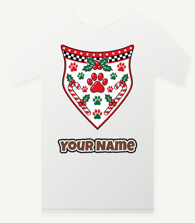 Paw Print Christmas Bandana Personalised Christmas T-Shirt and Hoodie