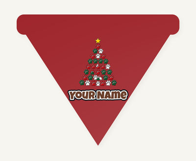 Paw Print Christmas Tree Personalised Christmas Pet Bandana, Cat or Dog