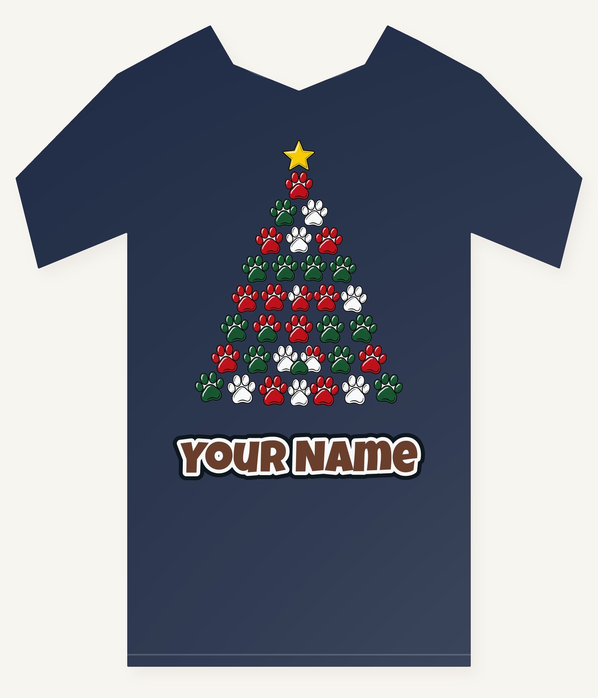 Paw Print Christmas Tree Personalised Kids Tee and Baby Bodysuit