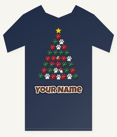 Paw Print Christmas Tree Personalised Kids Tee and Baby Bodysuit