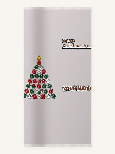 Paw Print Christmas Tree Personalised Beach Towel