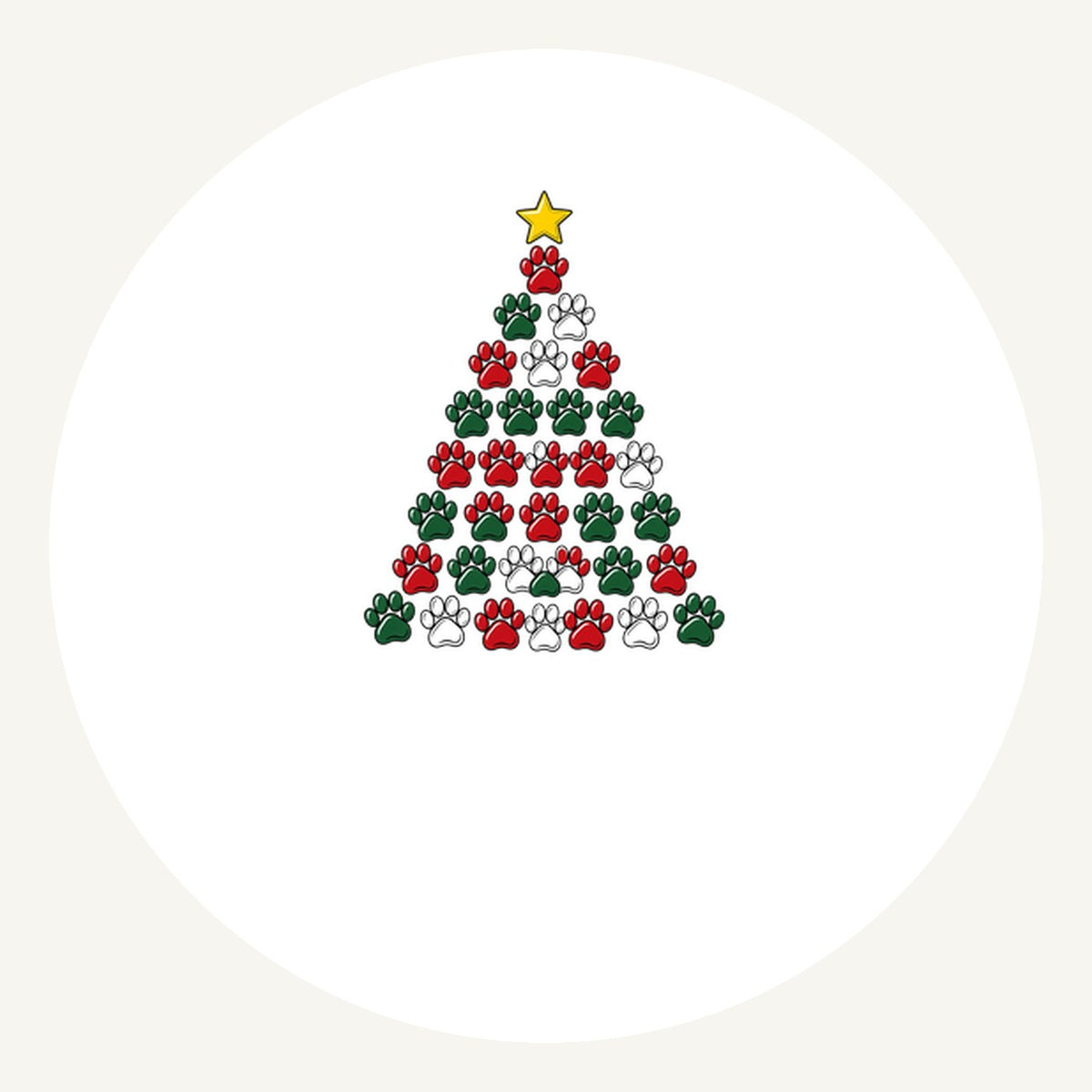 Paw Print Christmas Tree Christmas artwork, the design printed on the personalised ornament