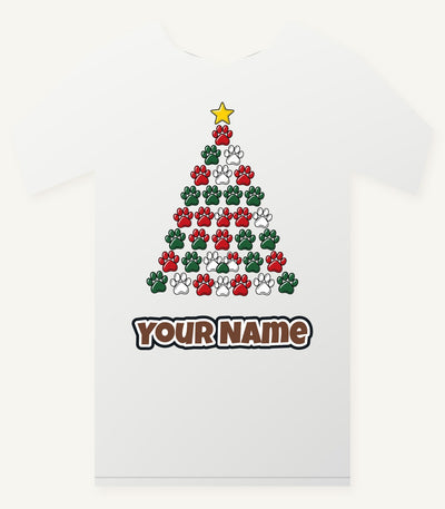 Paw Print Christmas Tree Personalised Christmas T-Shirt and Hoodie