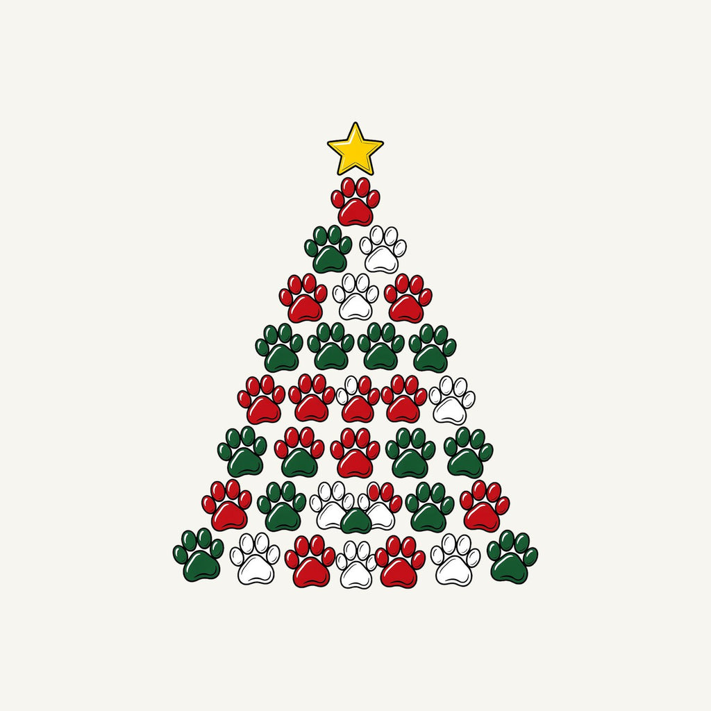 Paw Print Christmas Tree Personalised Santa Sack
