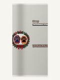 Paw Prints Christmas Wreath Personalised Beach Towel