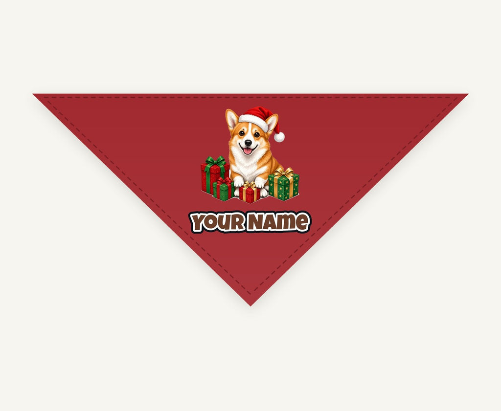Pembroke Welsh Corgi personalised Christmas pet bandana, tie-on style