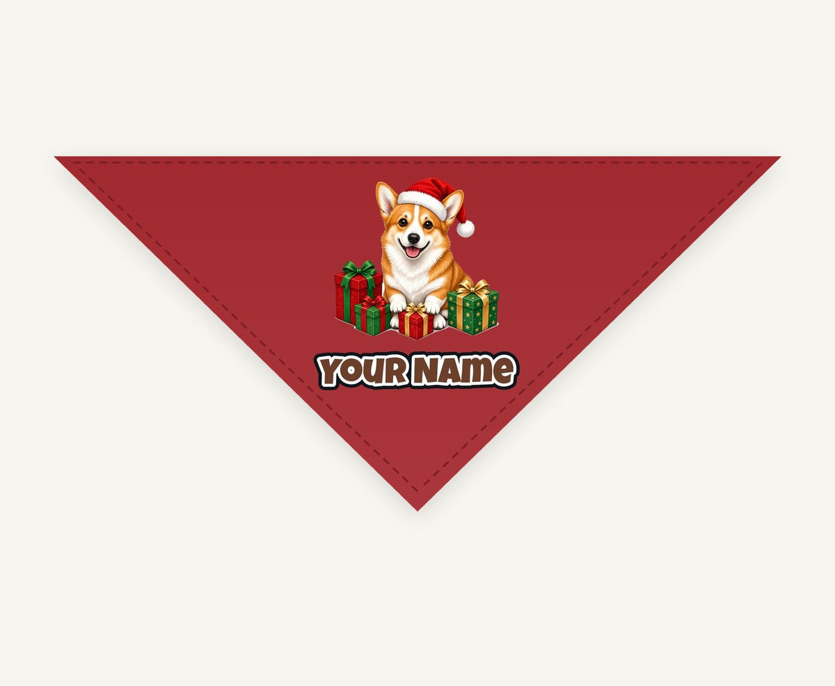 Pembroke Welsh Corgi personalised Christmas pet bandana, tie-on style