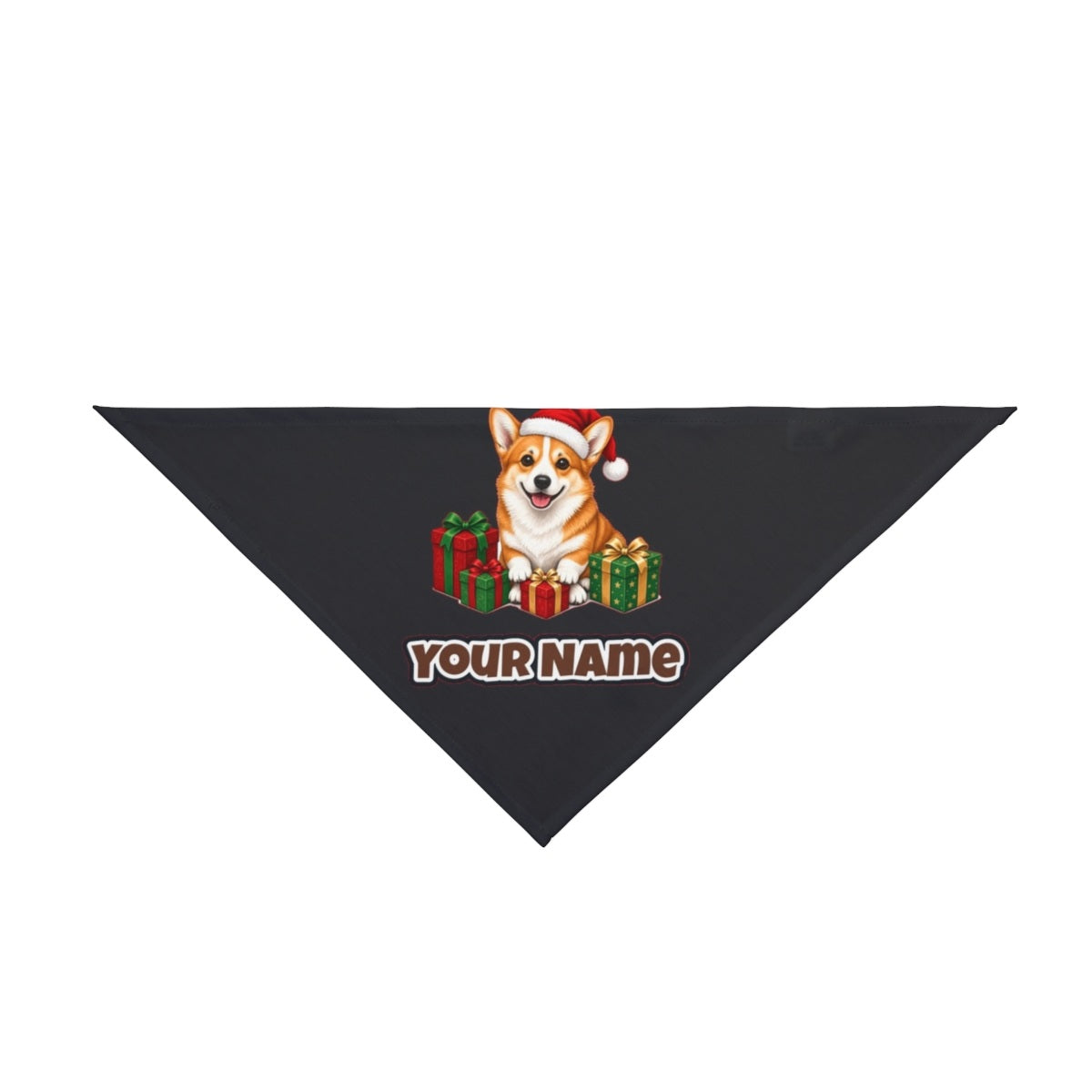 Pembroke Welsh Corgi personalised Christmas pet bandana in black, tie-on style