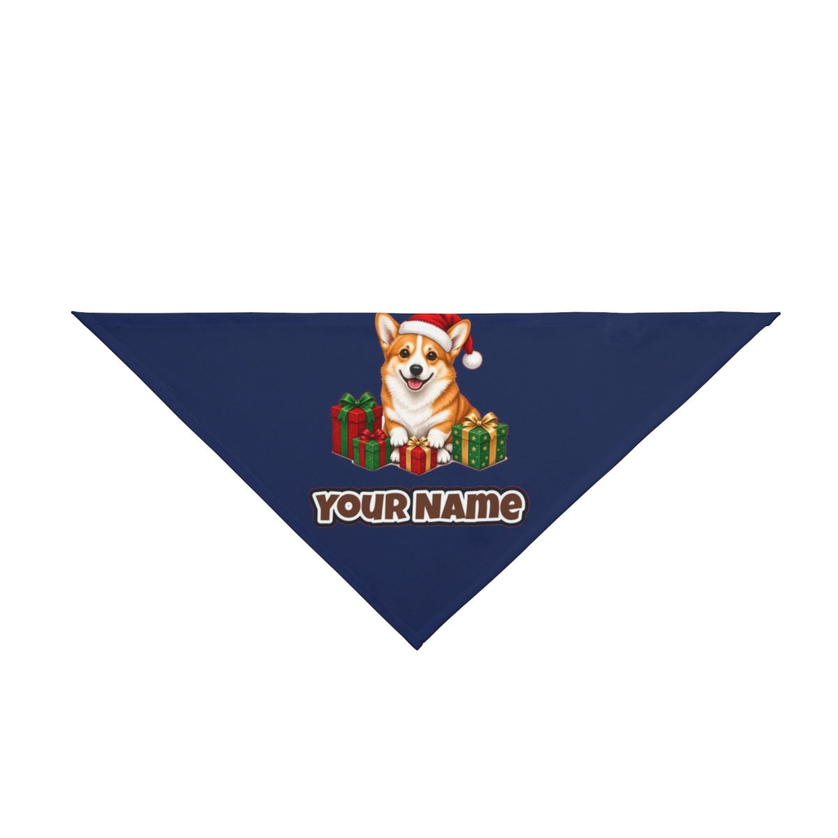 Pembroke Welsh Corgi personalised Christmas pet bandana in navy, tie-on style