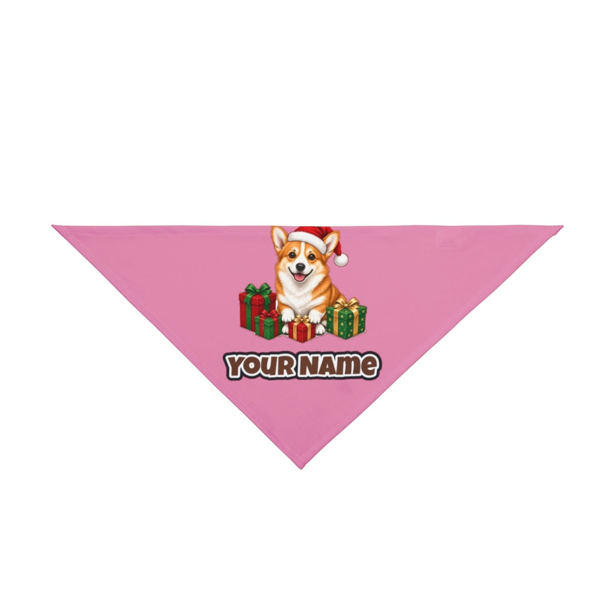 Pembroke Welsh Corgi personalised Christmas pet bandana in pink, tie-on style