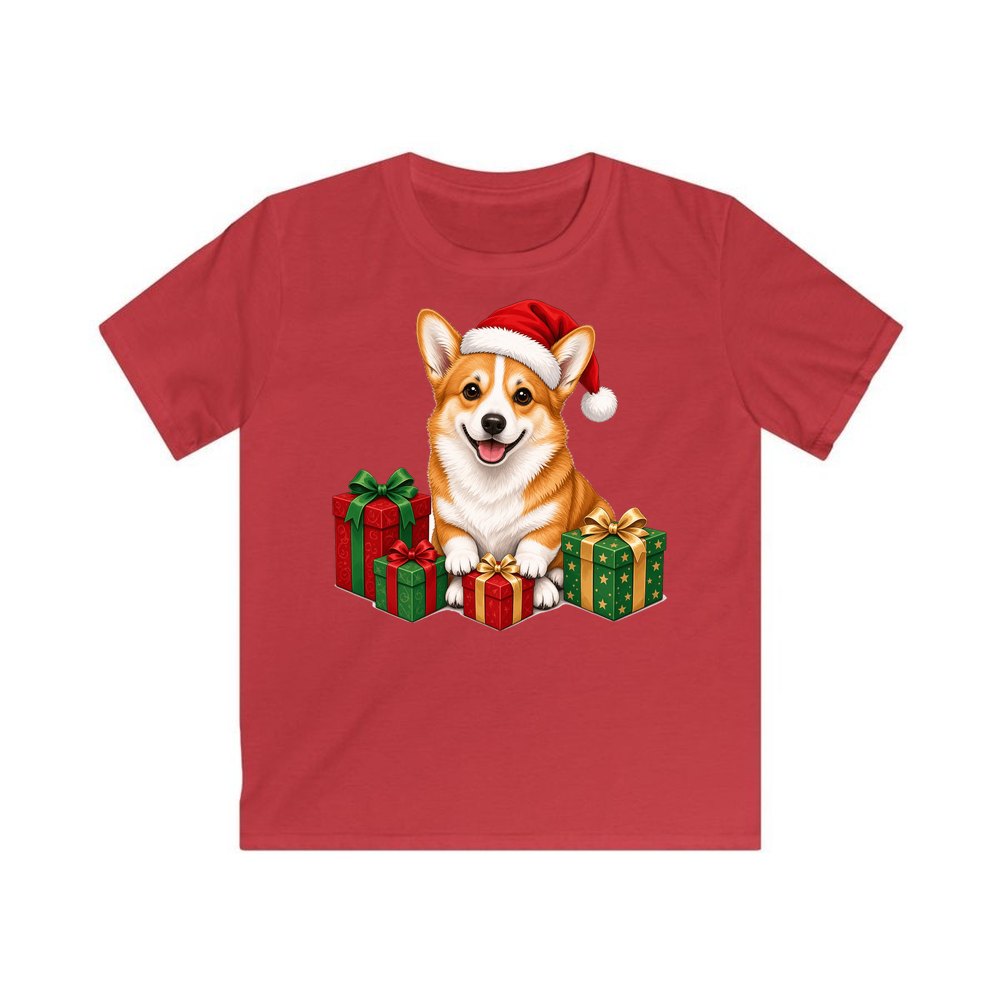 Pembroke Welsh Corgi personalised kids Christmas tee in red