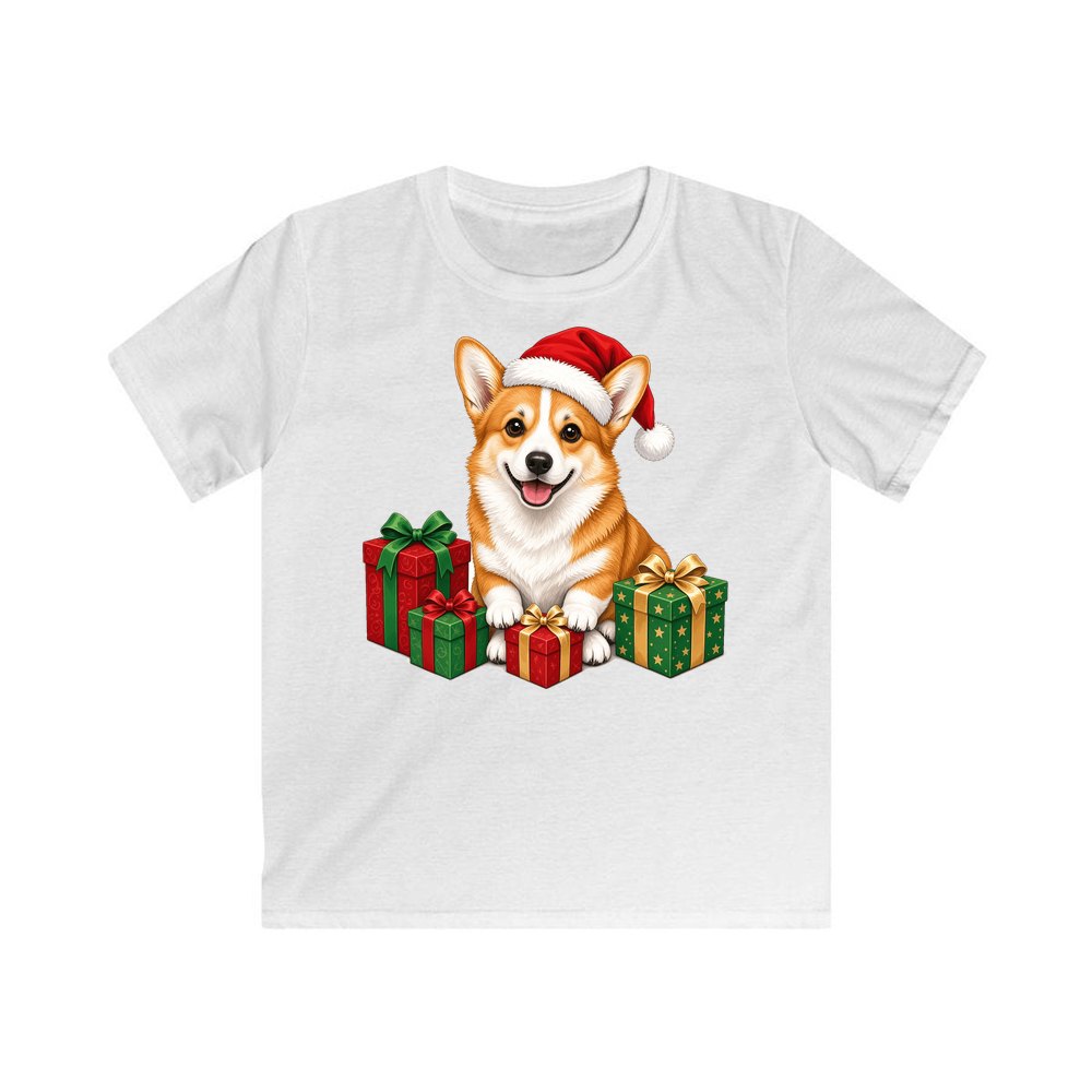 Pembroke Welsh Corgi personalised kids Christmas tee in white