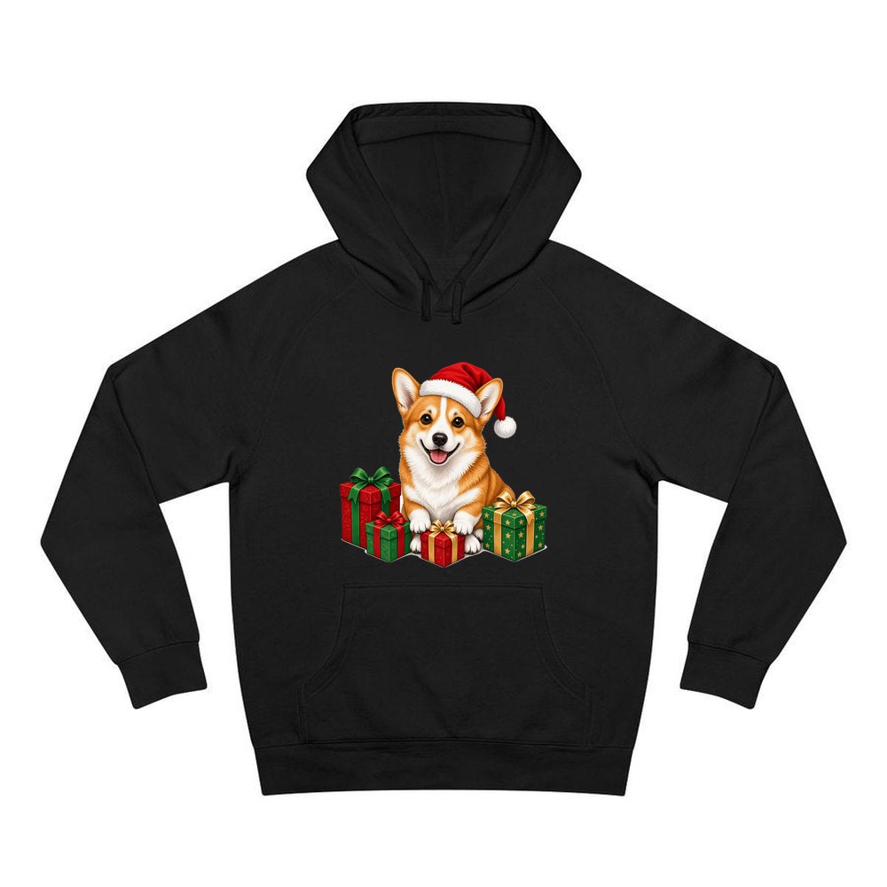 Pembroke Welsh Corgi personalised Christmas hoodie in black