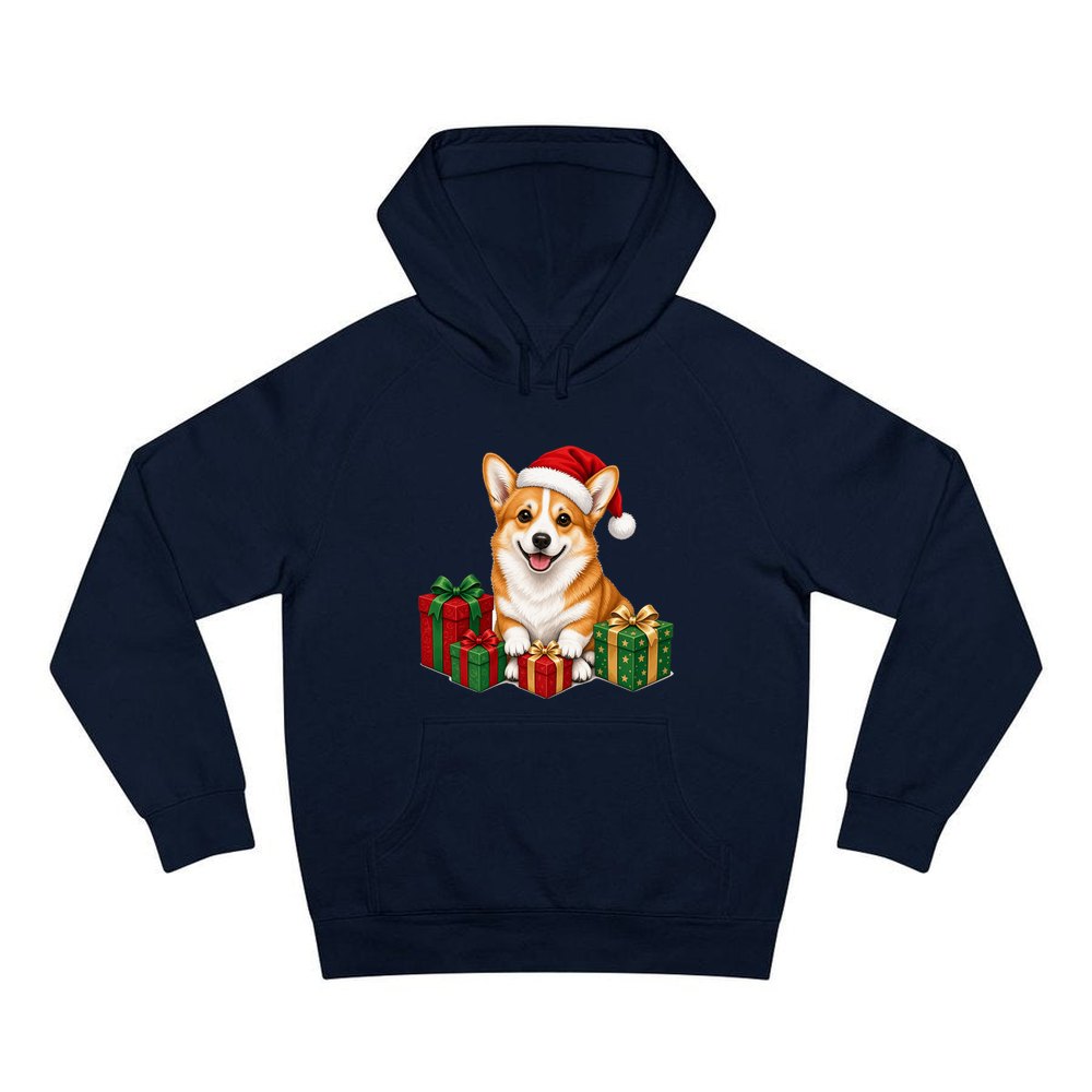 Pembroke Welsh Corgi personalised Christmas hoodie in navy