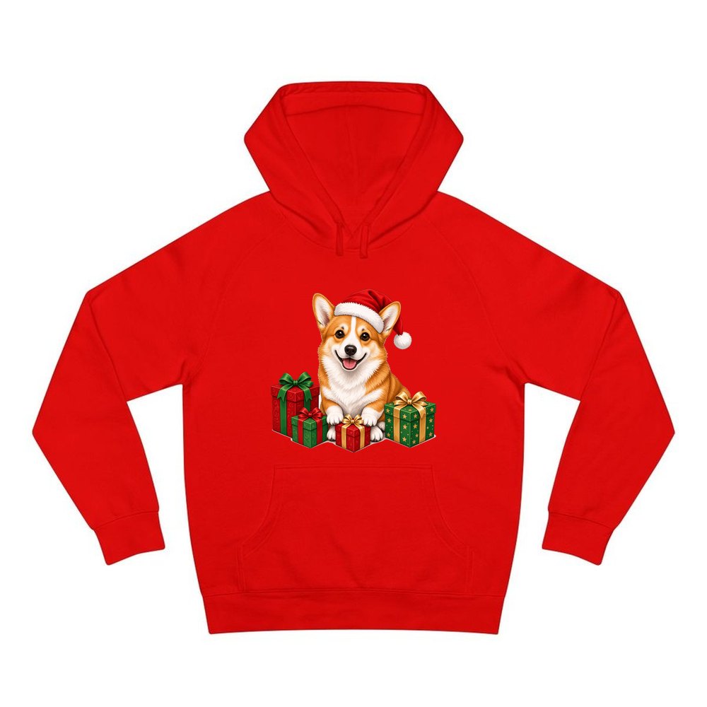 Pembroke Welsh Corgi personalised Christmas hoodie in red