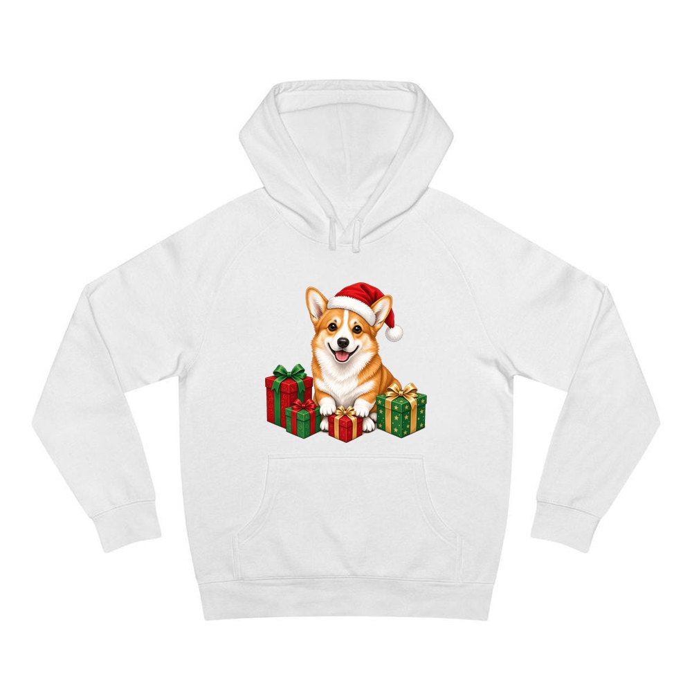 Pembroke Welsh Corgi personalised Christmas hoodie in white