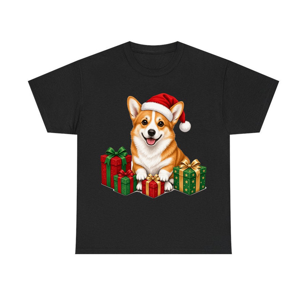 Pembroke Welsh Corgi personalised Christmas T-shirt in black