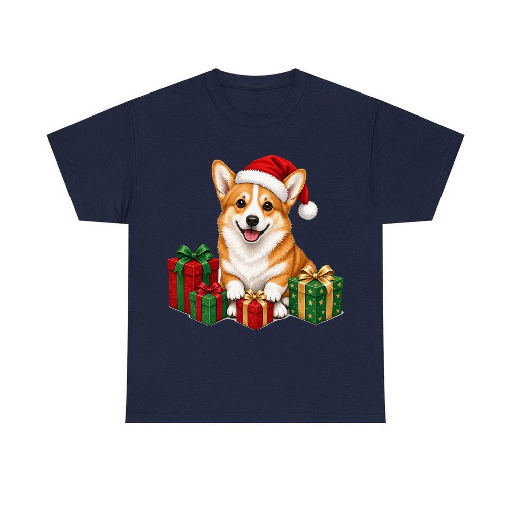 Pembroke Welsh Corgi personalised Christmas T-shirt in navy