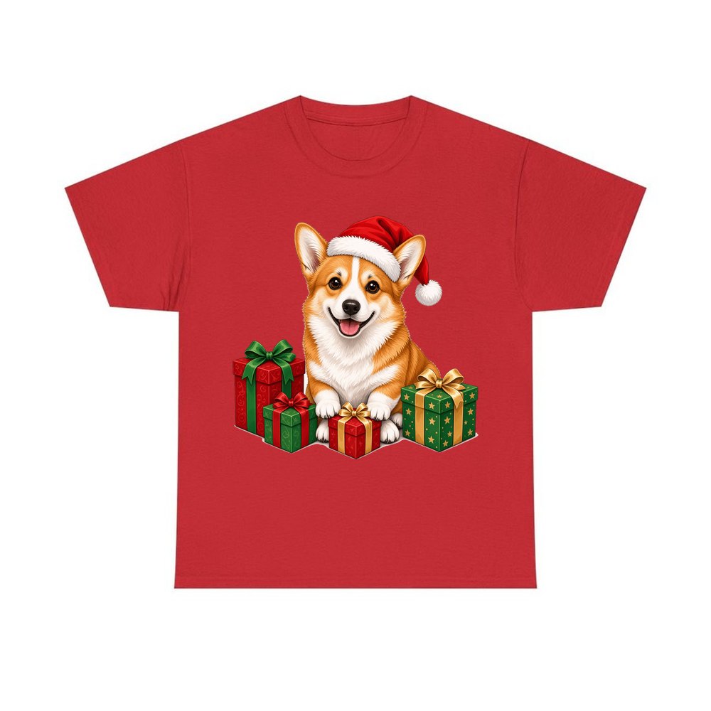 Pembroke Welsh Corgi personalised Christmas T-shirt in red