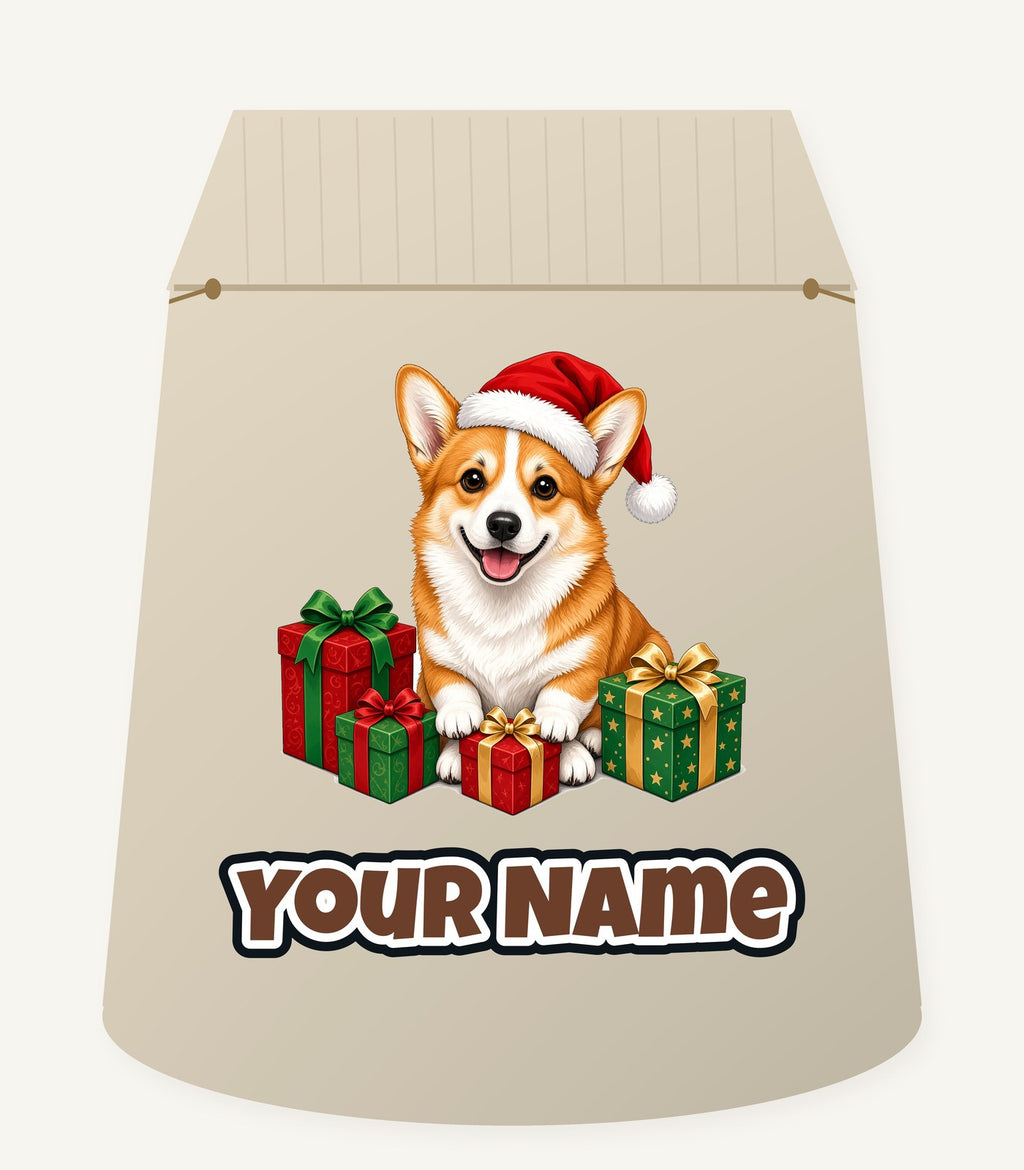 Pembroke Welsh Corgi Christmas Personalised Santa Sack