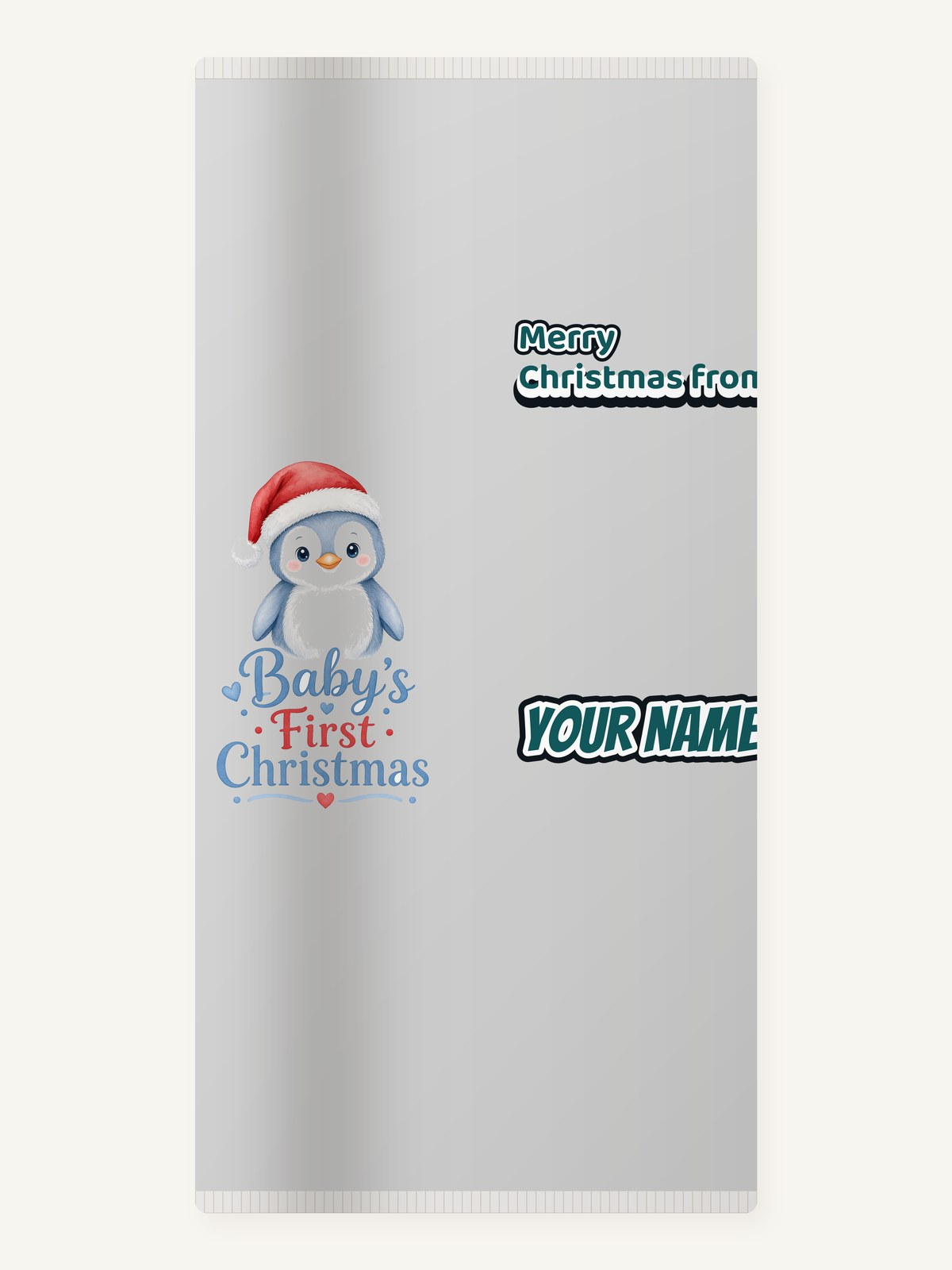 Penguin Baby's First Christmas Personalised Beach Towel