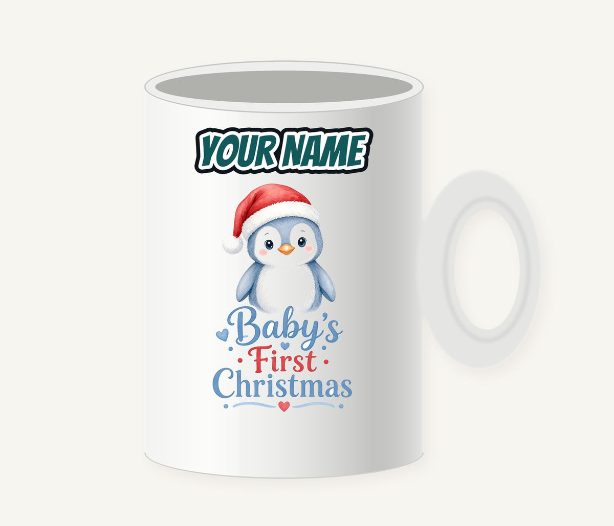 Penguin Baby's First Christmas Personalised Christmas Mug