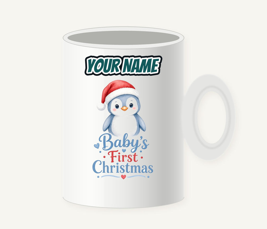 Penguin Baby's First Christmas Personalised Christmas Mug