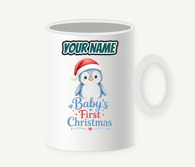 Penguin Baby's First Christmas Personalised Christmas Mug