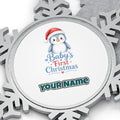 Penguin Baby's First Christmas Personalised Pewter Christmas Ornament