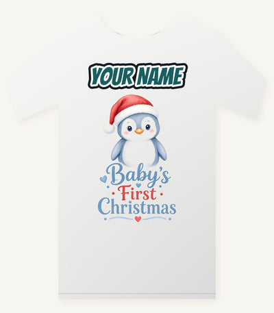 Penguin Baby's First Christmas Personalised Christmas T-Shirt and Hoodie