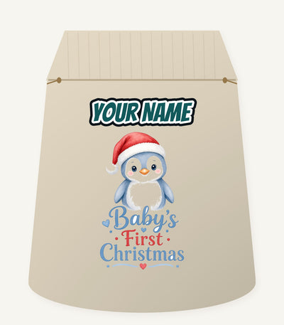 Penguin Baby's First Christmas Personalised Santa Sack