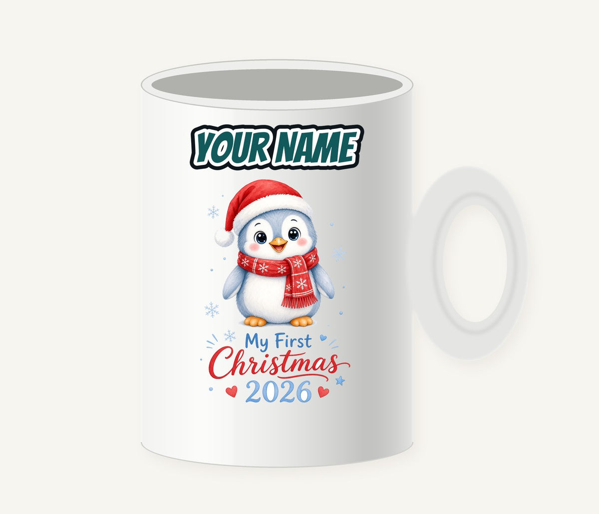 Penguin First Christmas 2026 Personalised Christmas Mug