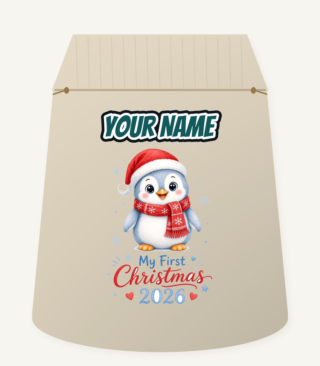 Penguin First Christmas 2026 Personalised Santa Sack