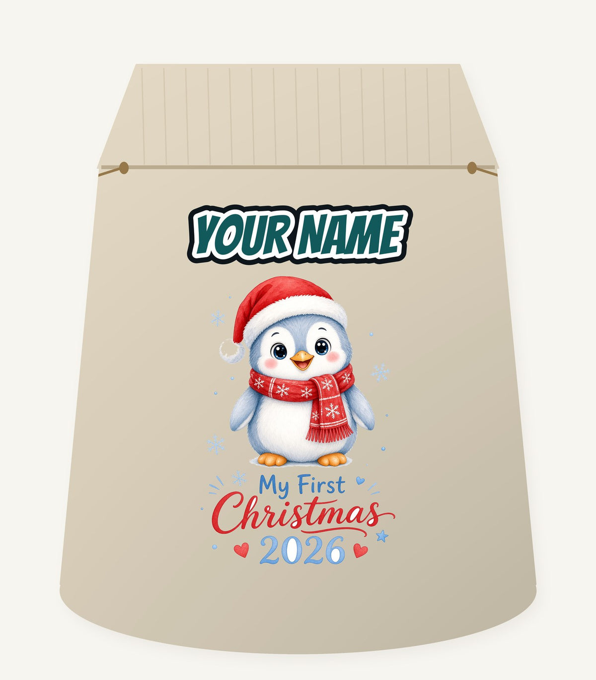 Penguin First Christmas 2026 Personalised Santa Sack