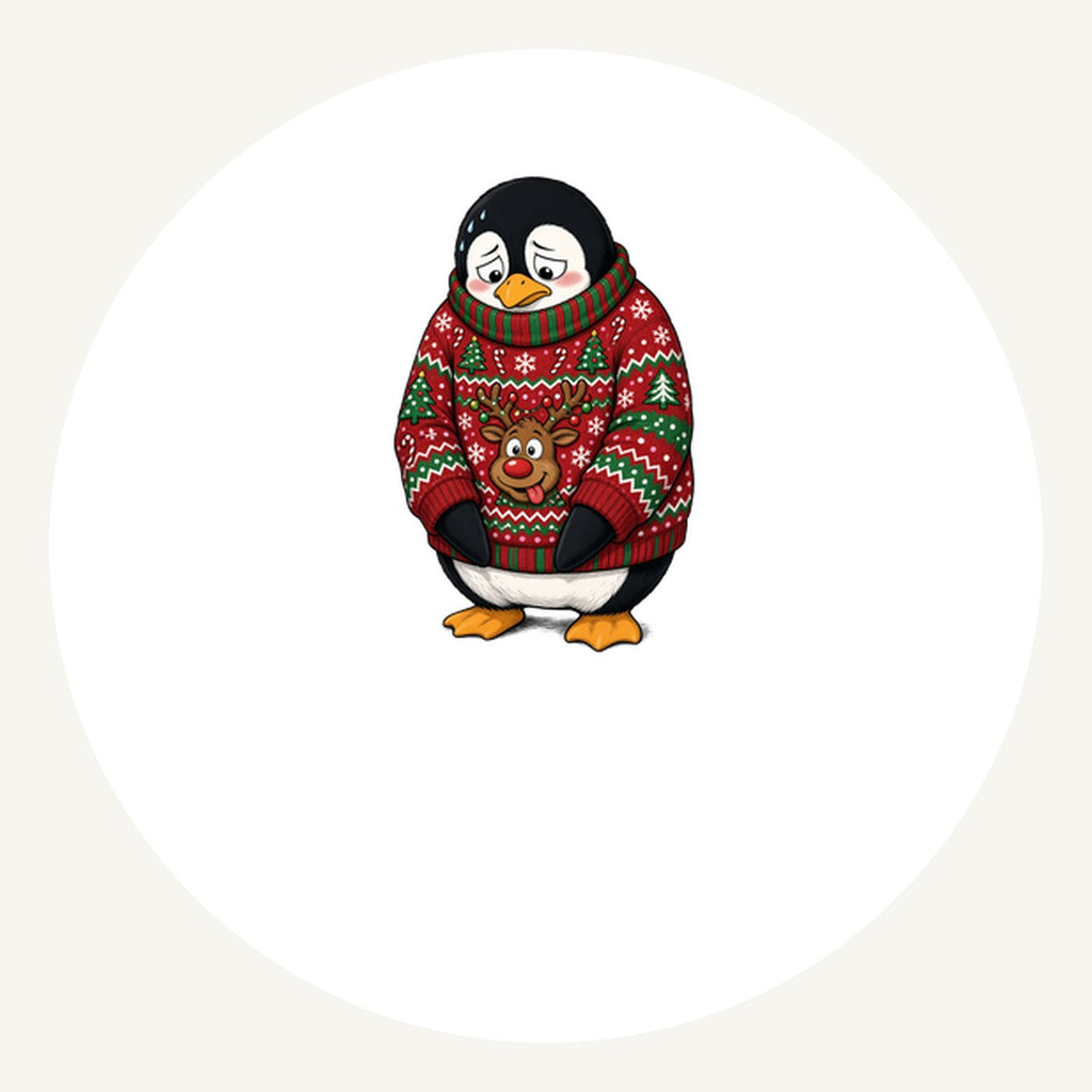 Penguin in a Bad Jumper Personalised Pewter Christmas Ornament