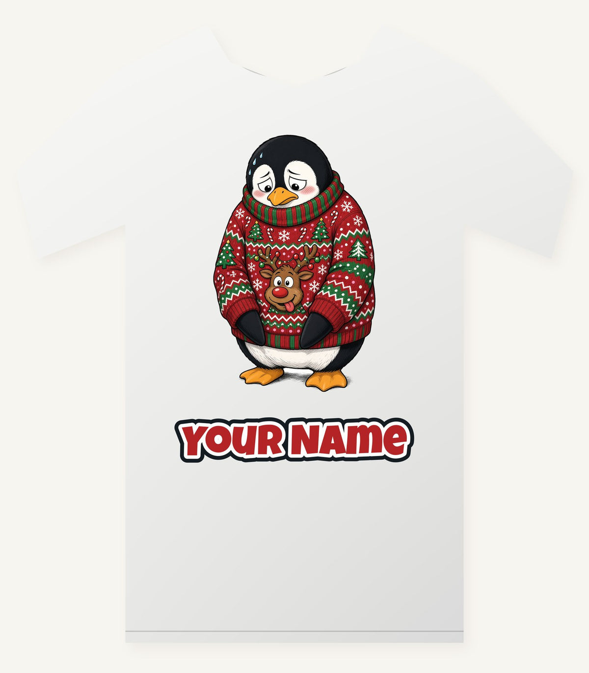 Penguin in a Bad Jumper Personalised Christmas T-Shirt and Hoodie