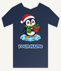 Penguin With a Present Personalised Kids and Baby Christmas Tee