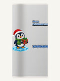 Penguin With a Present Personalised Beach Towel