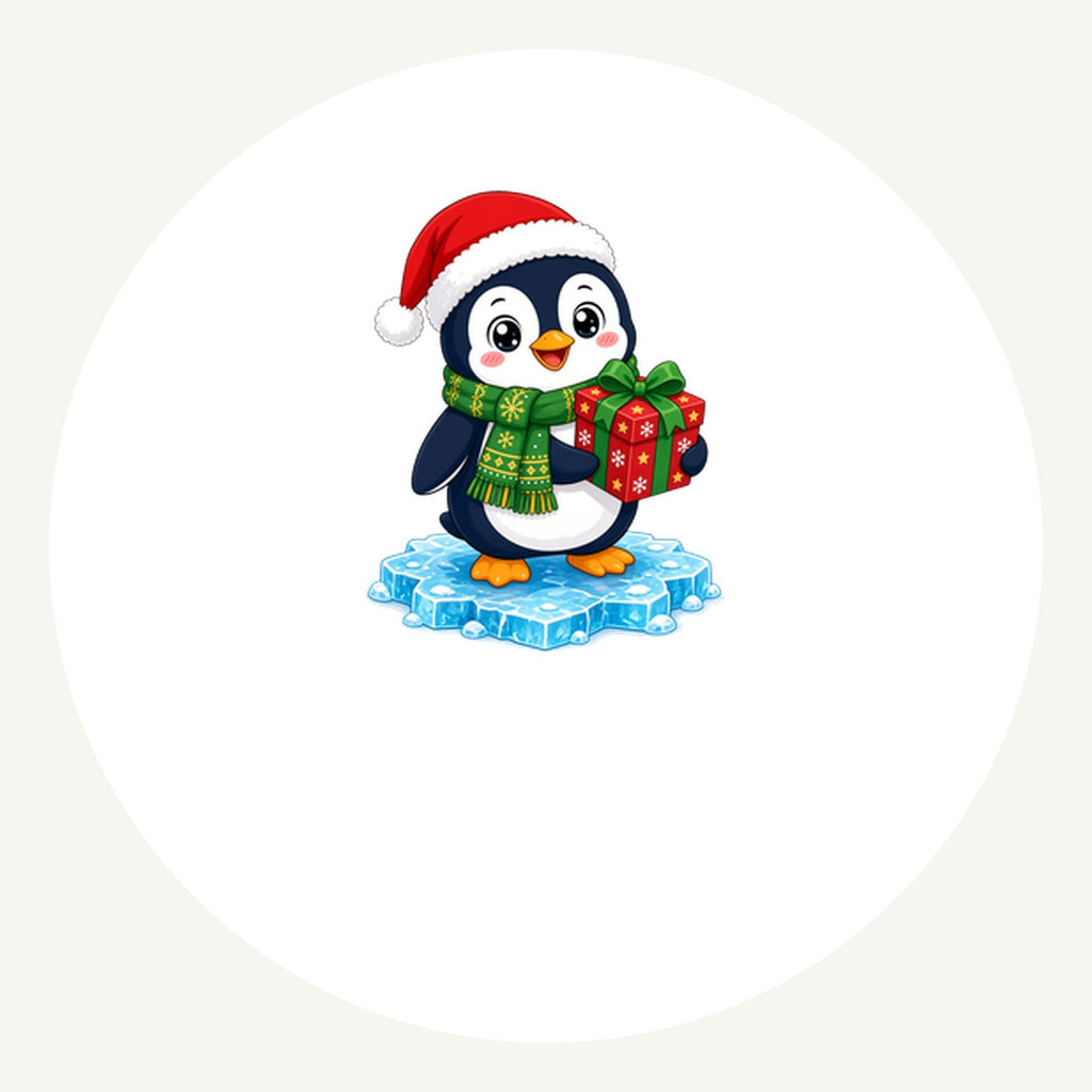 Penguin With a Present Personalised Pewter Christmas Ornament