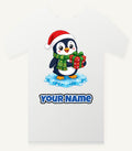 Penguin With a Present Personalised Christmas T-Shirt and Hoodie