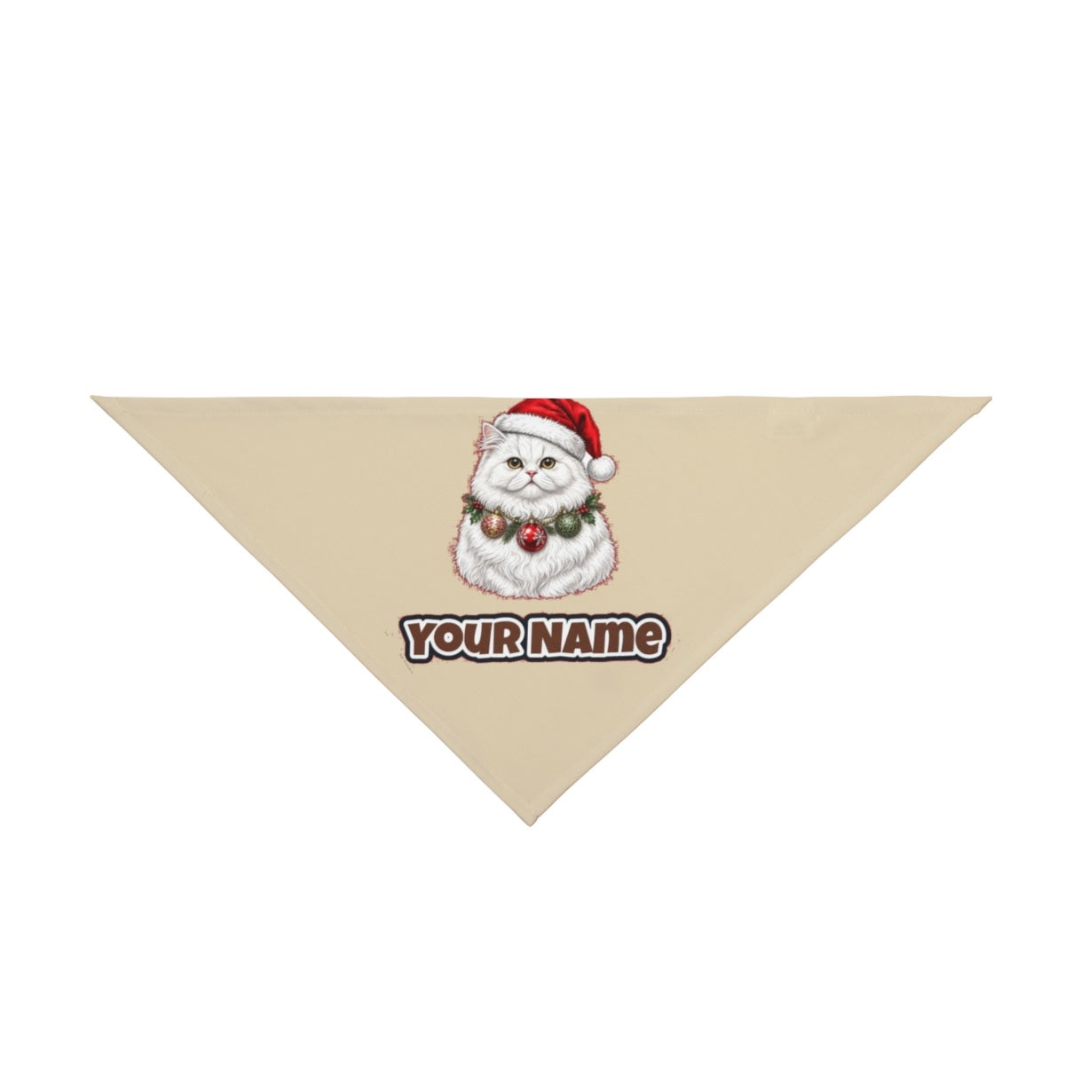 Persian personalised Christmas pet bandana in beige, tie-on style
