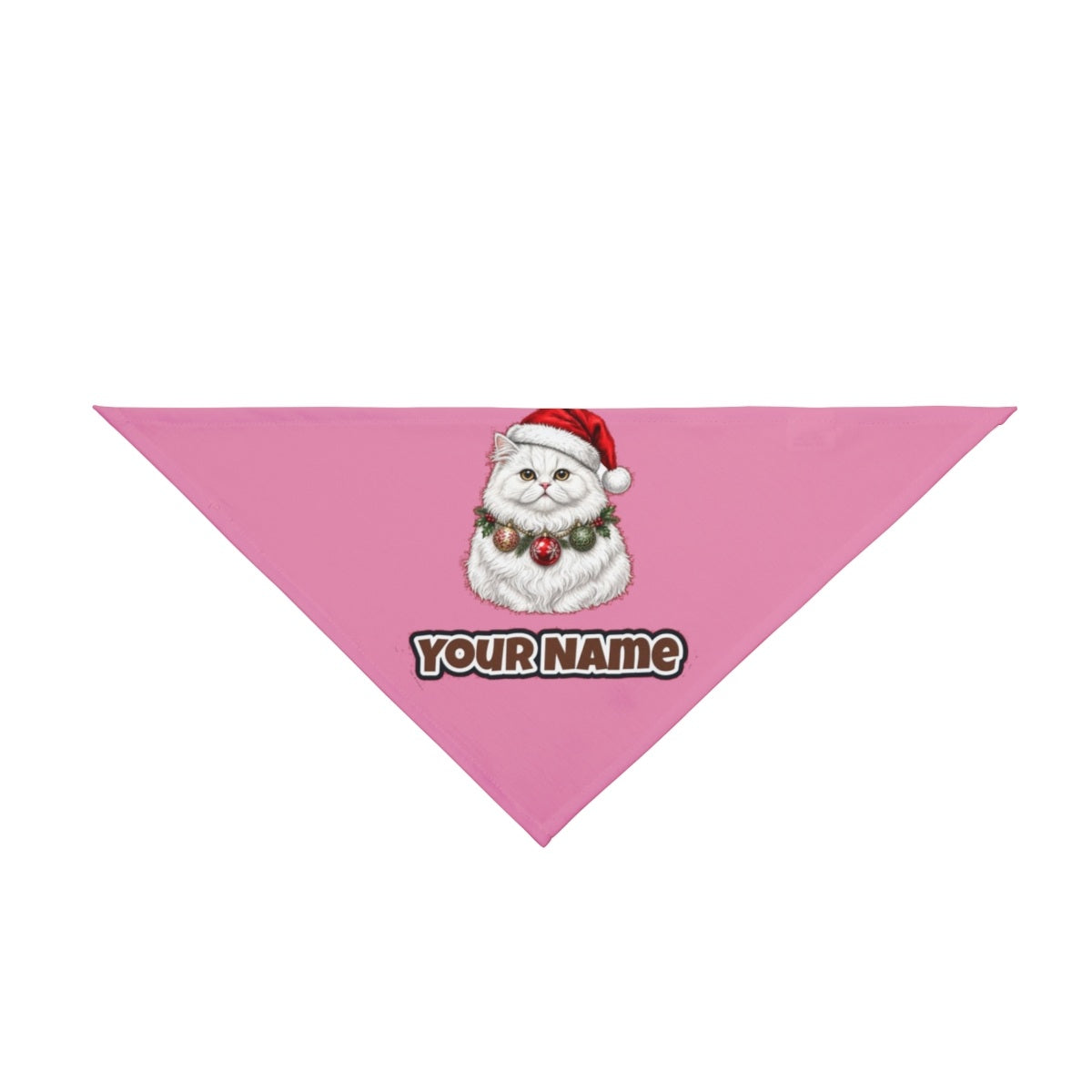 Persian personalised Christmas pet bandana in pink, tie-on style