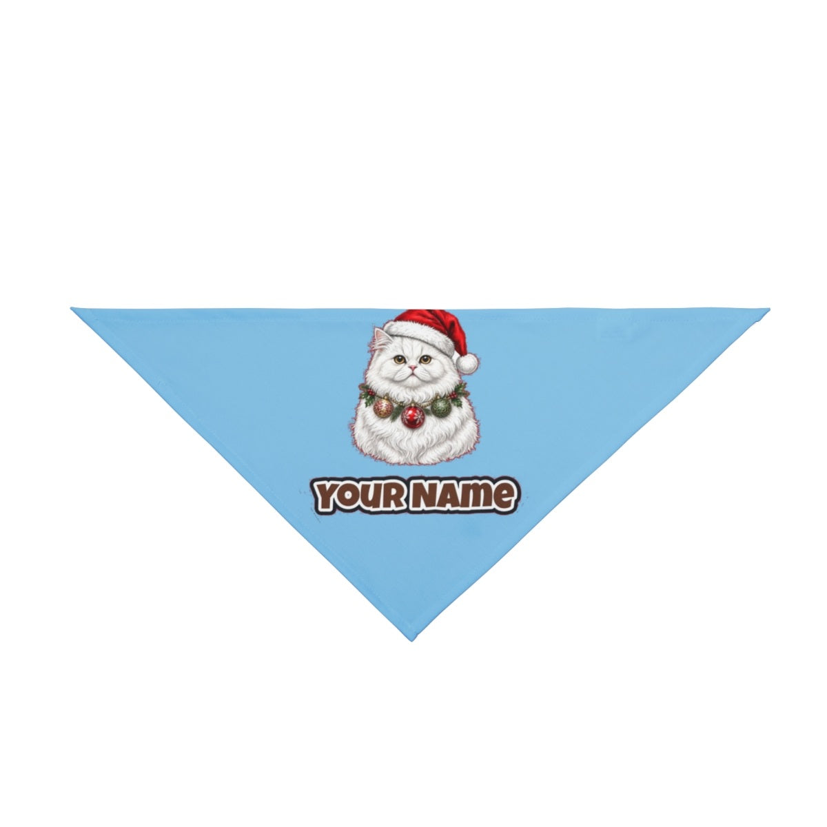 Persian personalised Christmas pet bandana in sky blue, tie-on style