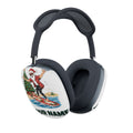 SV mockup: Personalised AirPods Max Covers, Your Design or Ours, shown with our Santa Hang Ten design and YOUR NAME