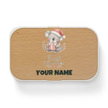 SV mockup: Personalised Bento Lunch Box, Your Design or Ours, shown with our Koalas First Christmas design and YOUR NAME